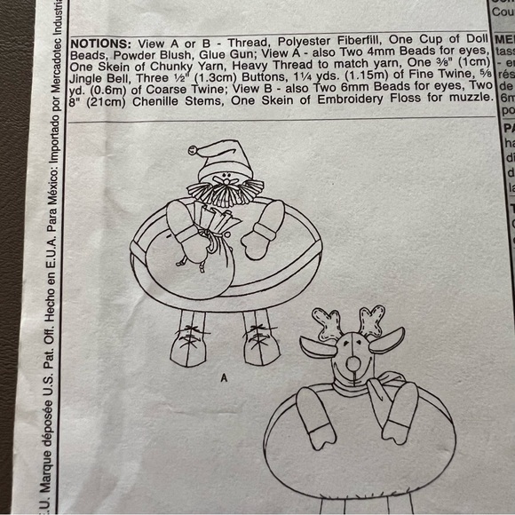 McCall's Sewing Craft Pattern 4271 Cynthia Rose Plush Santa Claus Reindeer Felt - Picture 5 of 5